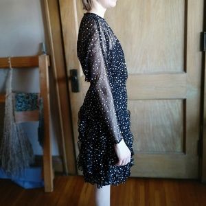 80s/90s Polka Dot Black Flouncy Cocktail Dress